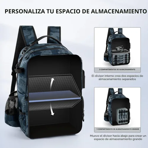 Miniatura 8 de KastKing BaitSpace 50L Mochila para equipo de pesca con encuadernador de cebo removible, 2 soportes para cañas, almacenamiento para equipo y G