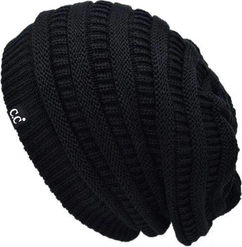 Miniatura 53 de C.C Winter Oversized Beanie Hat with Fuzzy Lining – Thick Knit Thermal Beanie for Cold Weather, Soft Warm Fleece Lined Cap