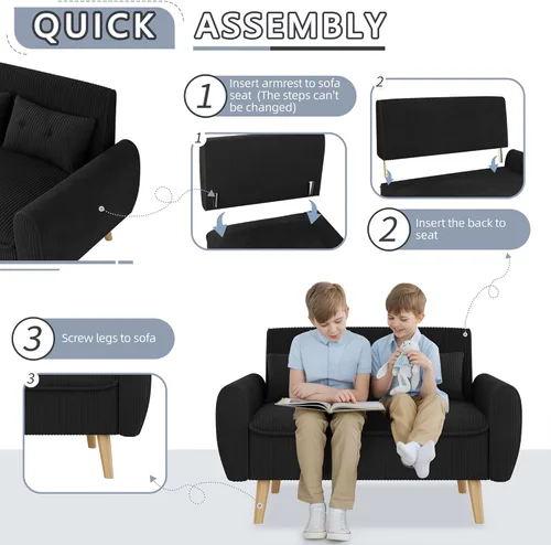Miniatura 6 de Shintenchi Sofá Loveseat Pequeño y Moderno, Sofá de 2 Asientos Tapizado en Tela de Mediados de Siglo, Muebles Love Seats para Espacios Pequeños