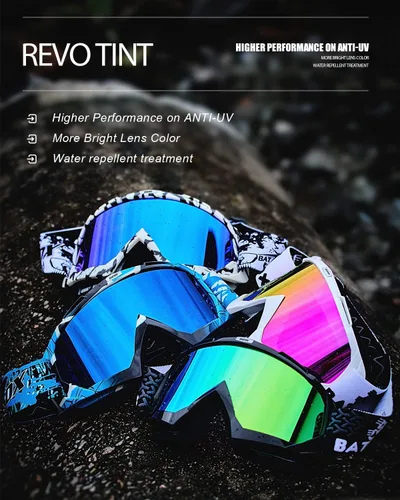 Miniatura 5 de BATFOX Gafas de Motocicleta Gafas Protectoras Moto de Cross Motocross Seguridad ATV Táctica Conducción (Azul Negro, Adulto)