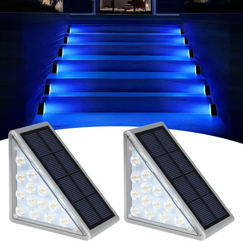 Miniatura 12 de AUDLES Luces solares LED impermeables para escaleras, luces de escalera para exteriores, luces solares blancas cálidas IP67, luces decorativas