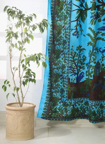 Miniatura 4 de Popular Handicrafts Paneles de Cortina Mandala Tie Dye del Hermoso Árbol de la Vida Hippie Bohemio Indio Turquesa
