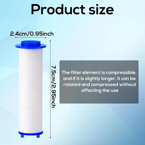 Miniatura 2 de 10 filtros de cabezal de ducha, 2.95 x 0.95 pulgadas de algodón PP para cabezal de ducha de repuesto de cartucho de repuesto