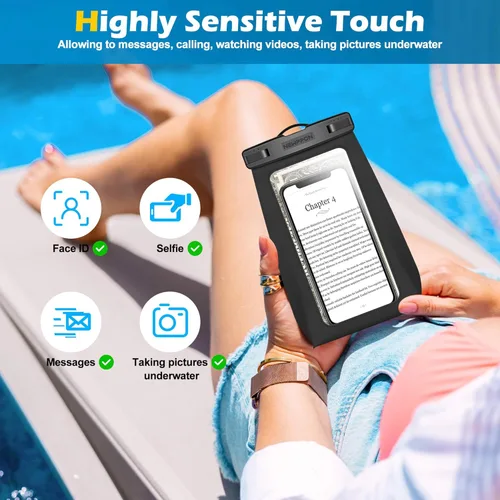 Miniatura 6 de Paquete de 4 bolsas flotantes impermeables para teléfono – Funda universal grande flotante a prueba de agua – Soporte flotante transparente