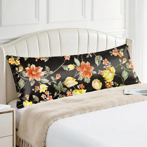 Miniatura 62 de EXQ Home - Funda de almohada de satén para cuidar el cabello y la piel, tamaño estándar, de seda con estampado negro, juego de 2 fundas con cierre