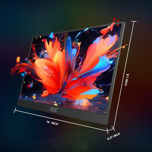 Miniatura 9 de AOC Monitor portátil de 15.6 pulgadas FHD 1080P IPS 125% sRGB, monitor de viaje USB-C HDMI para laptop, segunda pantalla externa ultra delgada