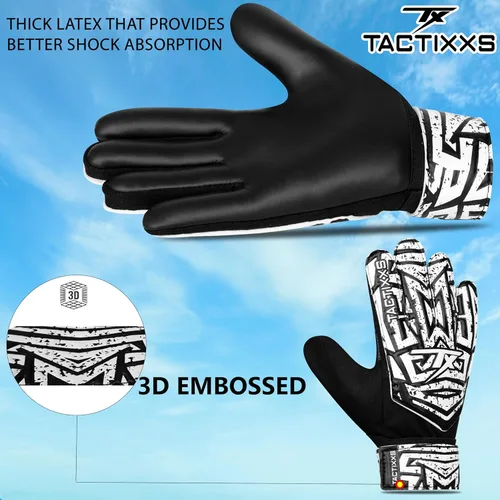 Miniatura 5 de Guantes de portero de fútbol para niños y jóvenes, guantes de portero de fútbol Funky antideslizantes con palma de látex de 0.16 in con agarres