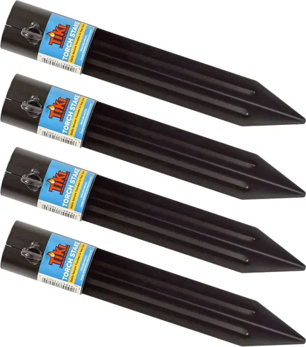 TIKI Juego de 4 estacas de antorcha de metal, duraderos y resistentes a la intemperie para postes de bambú y metal, accesorios de antorcha al aire