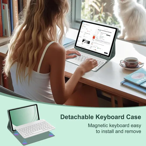 Miniatura 2 de Funda para teclado para Samsung Galaxy Tab A9 Plus 5G 11 pulgadas 2023 (SM-X210/X216/X218) - Teclado Bluetooth inalámbrico desmontable - Funda