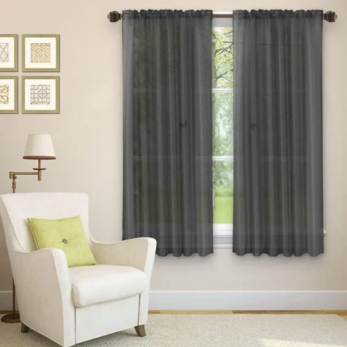 Juego de 2 cortinas traslúcidas con bolsillo para barra de color liso, 54 pulgadas de ancho x 63 pulgadas de largo cada pieza (108 x 63 pulgadas
