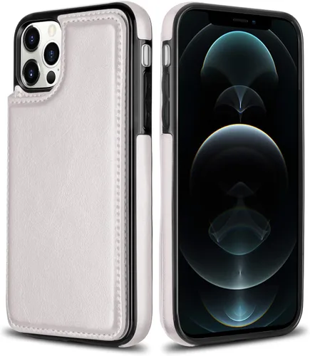 Miniatura 6 de HianDier Funda tipo cartera compatible con iPhone 12 Pro MAX 5G de 6.7 pulgadas, delgada funda protectora con ranura para tarjeta de crédito, funda