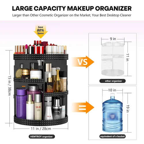 Miniatura 3 de Organizador de maquillaje giratorio de 360 grados para tocador, organizador de belleza de capacidad extra grande, organizador de perfume DIY