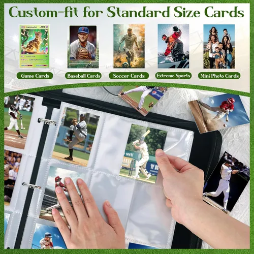 Miniatura 6 de POKONBOY Carpeta de tarjetas de béisbol de 9 bolsillos para 900 tarjetas, colección de carpetas de tarjetas intercambiables, soporte para álbum