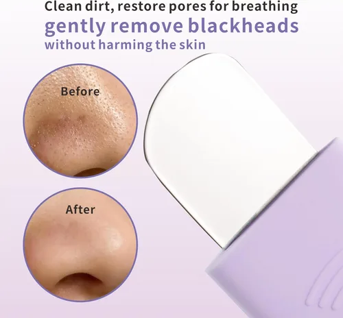 Miniatura 4 de Herramienta removedora de puntos negros, espátula facial de silicona, cepillo raspador de poros nasales 2 en 1 para limpieza profunda, espátula