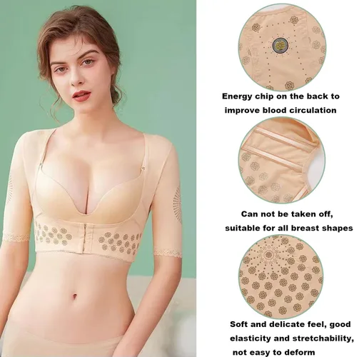 Miniatura 5 de EFTCAL Chaleco moldeador con cierre frontal para mujer, moldeador de pecho con realce, corrección de postura de espalda
