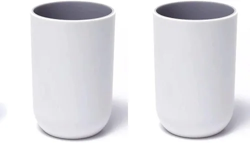 Miniatura 10 de Juego de 2 vasos irrompibles reutilizables para cepillos de dientes, vasos de plástico para cepillos de dientes, 10.1 fl oz/10.5 onzas, aptos