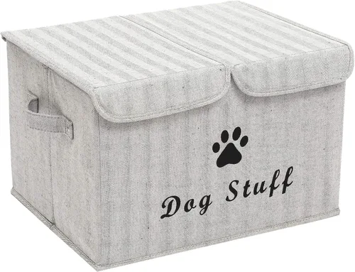 Miniatura 8 de Caja de almacenamiento de juguetes para mascotas con tapa y organizador de cesta, cubo plegable perfecto para sala de estar, sala