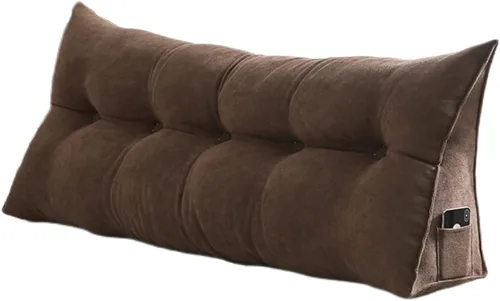Miniatura 13 de Cojín triangular extra de lectura, cojín de cabecera con cuña y respaldo de cama, cojín de respaldo de cama para cama doble, funda extraíble, beige