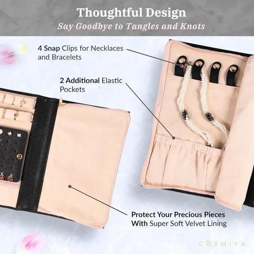 Miniatura 3 de COSMIYA Joyero de viaje personalizado con inicial, regalos personalizados con monograma para mujeres, regalos de dama de honor, organizador de joyas