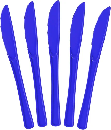Miniatura 14 de Exquisite Cuchillos desechables de plástico azul claro, 100 piezas, cubiertos desechables de plástico azul claro resistente, cubiertos desechables