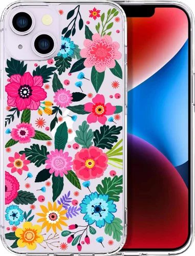 Miniatura 77 de Compatible con iPhone 14, funda transparente y bonita para mujeres y niñas, diseño floral, diseño floral femenino, funda para teléfono 14