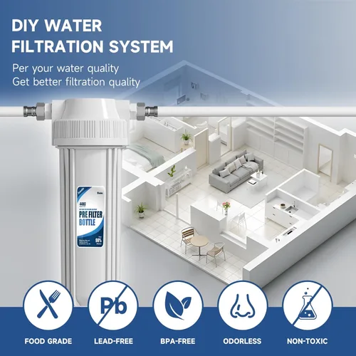 Miniatura 3 de Carcasa de filtro de agua para toda la casa, se ajusta a filtros de sedimentos de 10 x 2.5 pulgadas, etc. para agua de pozos y ciudades, sistema