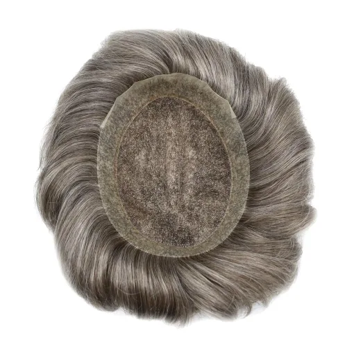 Miniatura 28 de Toupee para hombres Piezas de cabello humano real Encaje suizo para hombres Toupee unidades de cabello humano europeo para hombres Hairpieces
