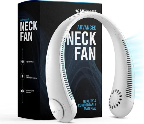 Miniatura 8 de NEXAIR Ventilador de cuello portátil de enfriamiento manos libres, ventilador de cuello ligero sin aspas, 3 velocidades, batería de 2400 mAh, tiempo