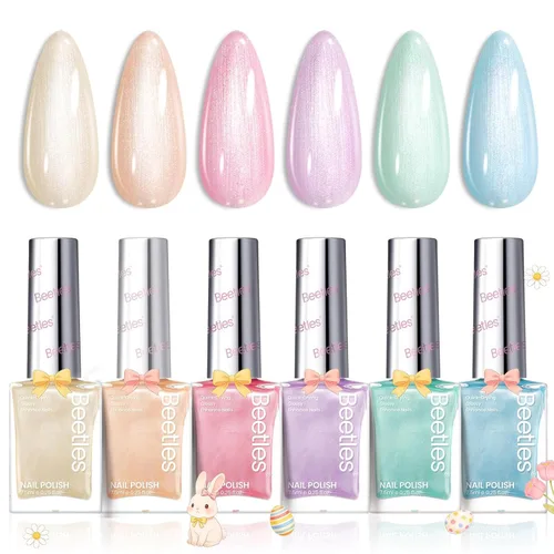 Miniatura 18 de Beetles - Juego de esmaltes de uñas pastel, 6 colores, rosa, azul, amarillo, nude, rosa, morado, juego de esmalte de uñas de secado rápido, secado