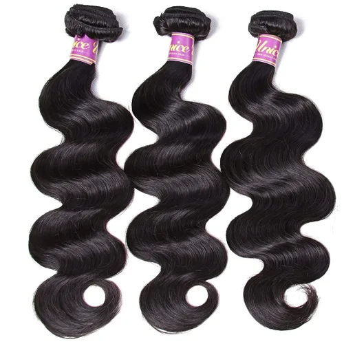 Miniatura 2 de UNice 4 manojos de cabello humano brasileño ondulado, 100% real, sin procesar, extensiones de cabello humano virgen, color negro natural, 20, 22