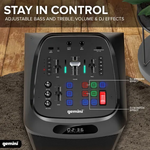 Miniatura 7 de Gemini Sound GHK-2800 - Altavoz de fiesta con refuerzo de graves, luces LED y efectos de cambio de voz, karaoke Bluetooth, incluye micrófono