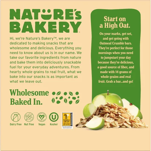 Miniatura 4 de Nature's Bakery Barras de desmoronamiento de avena, manzana, fruta real, veganas, sin OMG, barra de desayuno, 1 caja con 6 paquetes, 6