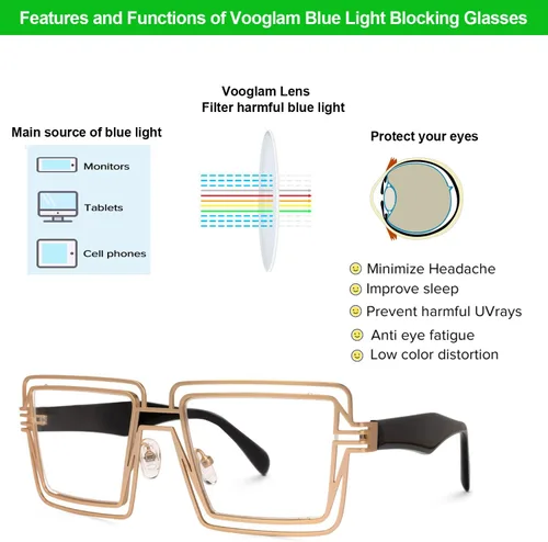 Miniatura 4 de VOOGLAM Elegantes gafas cuadradas con bloqueo de luz azul para mujer, anti fatiga ocular UV Aethwy