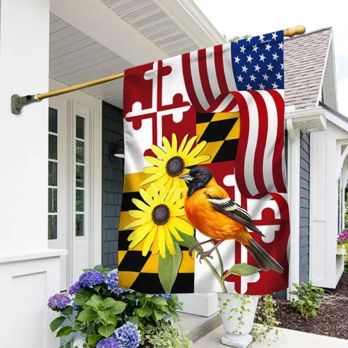 Miniatura 8 de FLAGWIX Bandera Americana - Bandera del Estado de Maryland con Oriole de Baltimore y Flor de Ojo Negro, Bandera Premium de Poliéster Decorativa