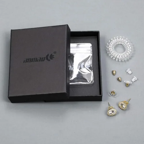 Miniatura 6 de Aretes de tuerca para niñas, joyería de moda, aretes de halo de circonita cúbica para mujeres y hombres, Piedra Cristal, Circonia cúbica