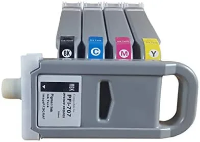 Vivid Colors Cartucho de tinta compatible con PFI-707 para impresoras Canon PFI707 (23.7 fl oz, 5 unidades) para impresoras iPF830, iPF840, iPF850