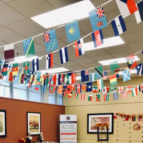 Miniatura 4 de Banderas de cuerda de 100 países, banderines internacionales, banderas del mundo para bares olímpicos, clubes deportivos, decoraciones escolares