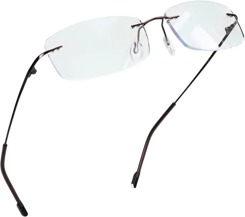 LifeArt - Gafas con bloqueo de luz azul, anteojos de lectura para computadora, gafas sin montura marrón (04_858_brown)