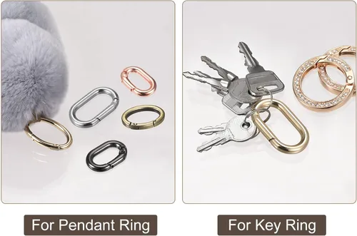 Miniatura 5 de uxcell Anillo ovalado de resorte, clip de resorte redondo, hebilla de resorte para bolsos, monederos, llavero bronce
