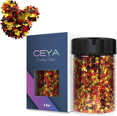 Miniatura 12 de Ceya Murciélago holográfico con purpurina de 0.197 in, 4.4 onzas / 4.41 oz láser negro con purpurina gruesa, escamas iridiscentes para uñas