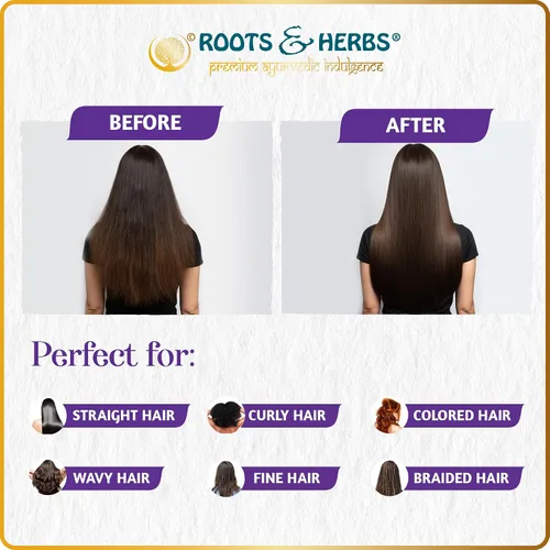 Miniatura 3 de ROOTS AND HERBS Aceite ayurvédico – 49 hierbas con bhringraj, flor de hibisco, brahmi, jatamansi y trifala para cabello más fuerte, liso, ondulado