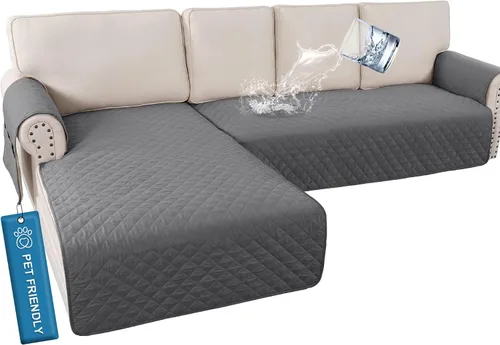 Miniatura 9 de H.VERSAILTEX Fundas de sofá para sofá seccional, 2 piezas, funda de sofá en forma de L, 100% impermeable y lavable, protector de sofá para perros