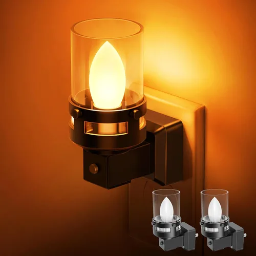 Miniatura 13 de Briignite Candelabro de luz nocturna enchufable a la pared, luz nocturna LED cálida con sensor de anochecer a amanecer, 0-100LM regulable, luz