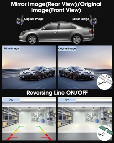 Miniatura 6 de 【Rotación de 360°】 Cámara de respaldo AHD 1080P para coche Super visión nocturna 170° gran angular cámara inversa IP69 impermeable cámara