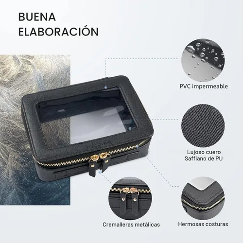 Miniatura 4 de Aveniee Organizador de bolsa de maquillaje transparente, estuche portátil de viaje para cosméticos, bolsa transparente resistente con cremallera