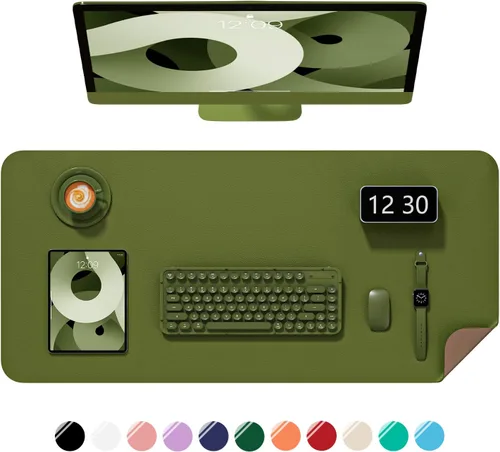 Miniatura 20 de Alfombrilla de escritorio, 60 x 35 cm, de piel sintética, antideslizante, alfombrilla grande para mouse para escritorio, impermeable, almohadilla