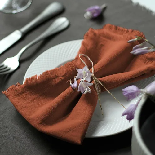 Miniatura 18 de Servilletas de tela hechas a mano 100% de algodón con flecos, delicadas servilletas de tela hechas a mano para cenas, fiestas, bodas y más, 18 x 18