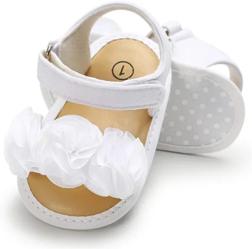 COSANKIM Sandalias de verano para bebés y niñas con suela suave de flores, zapatos de vestir para cuna, recién nacidos, para recién nacidos, para