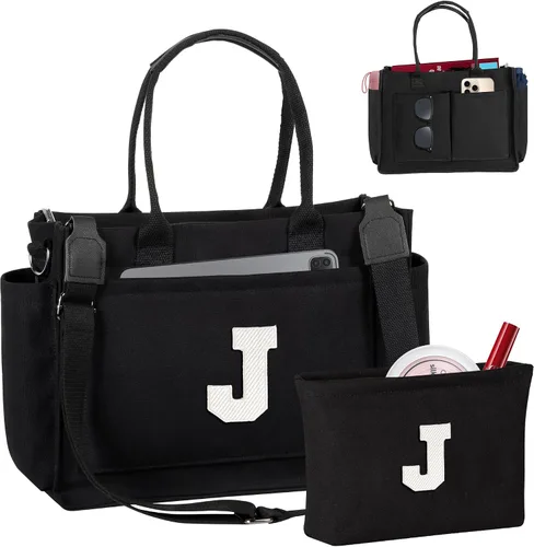 Miniatura 125 de Easter Basket Stuffers, Initial Tote Bag with Makeup Bag, Birthday Gifts for Women, Teen Girl Gifts Trendy Stuff