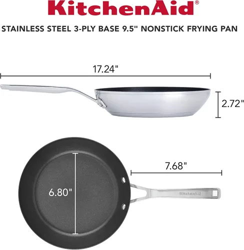 Miniatura 2 de KitchenAid - Cacerola de acero inoxidable cepillada base de 3 capas con tapa